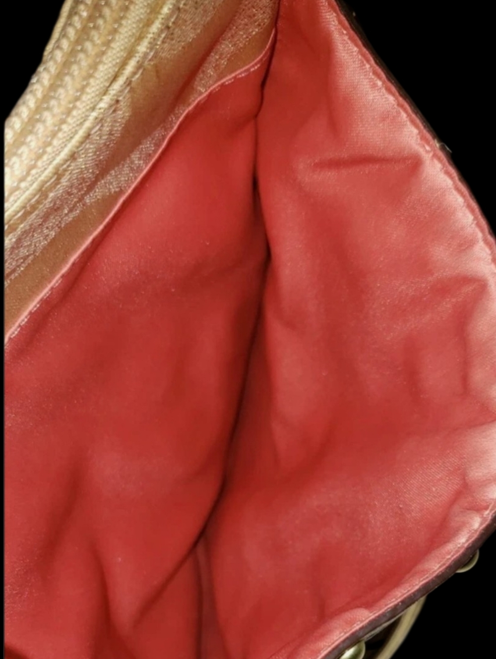 Coach Signature Stripe Shimmer Gold Studded Crossbody Purse - Picture 3 of 6